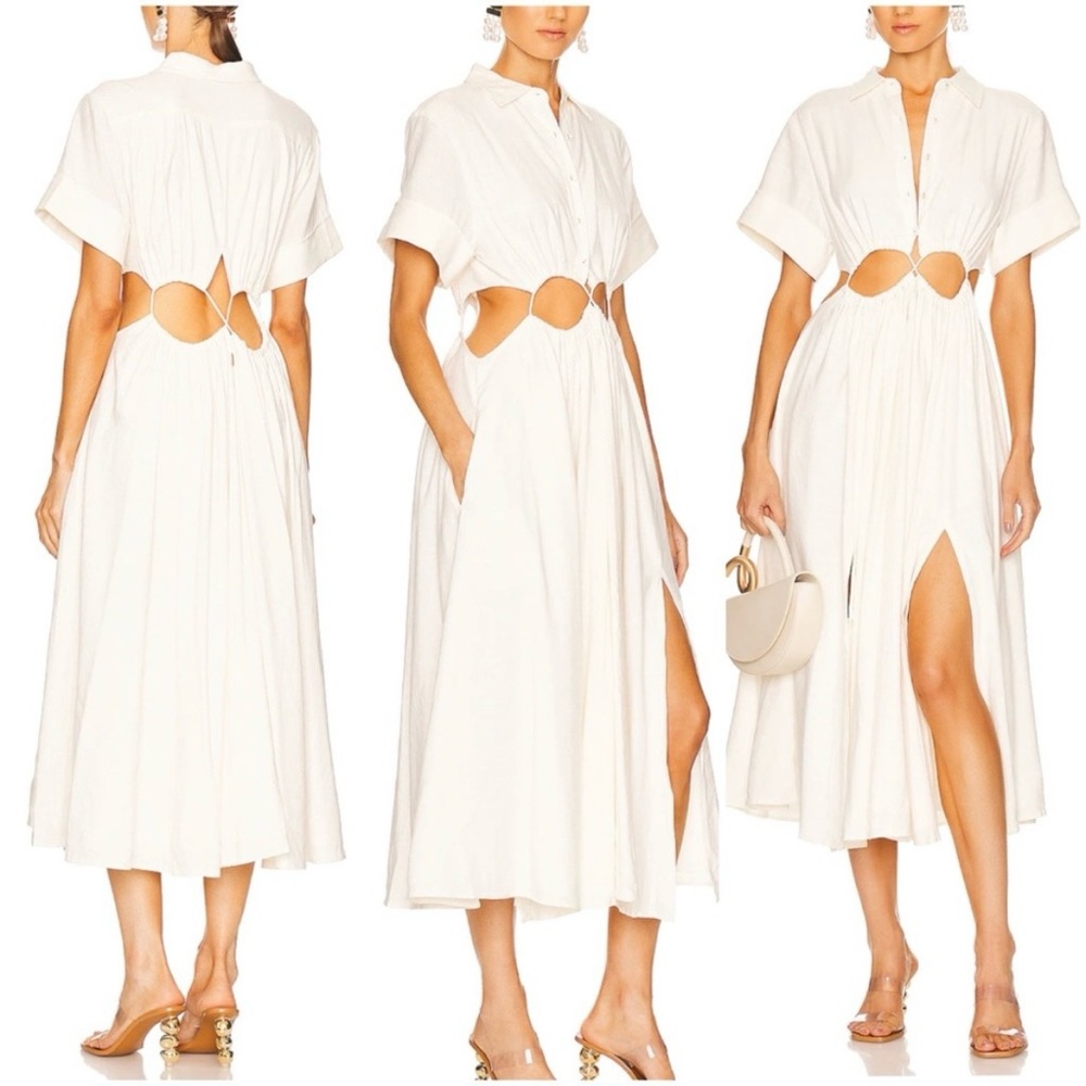 BNWT Cult Gaia Keegan cutout midi slit shirtdress